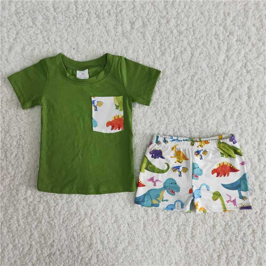 dinosaur print toddler boy's summer outfit clothing