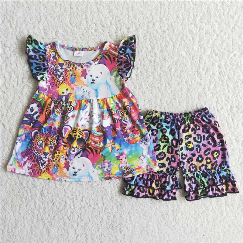girl’s animal shorts set outfit