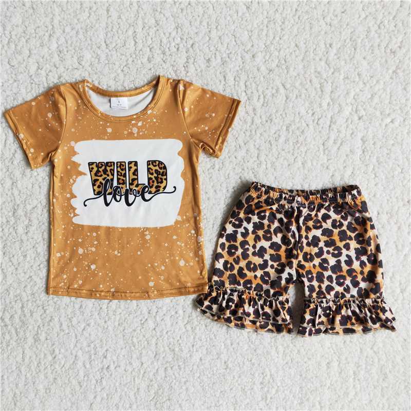 wild love leopard shorts set girl summer clothes