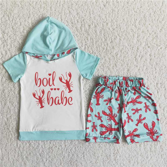 boil babe crawfish hoodie shorts set boys clothing