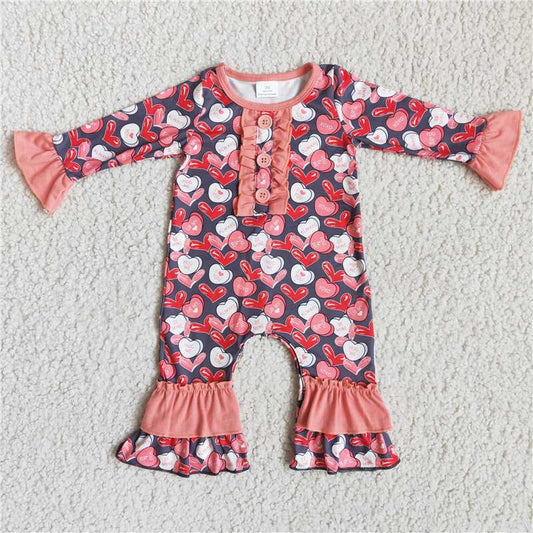 heart print romper for valentine's day