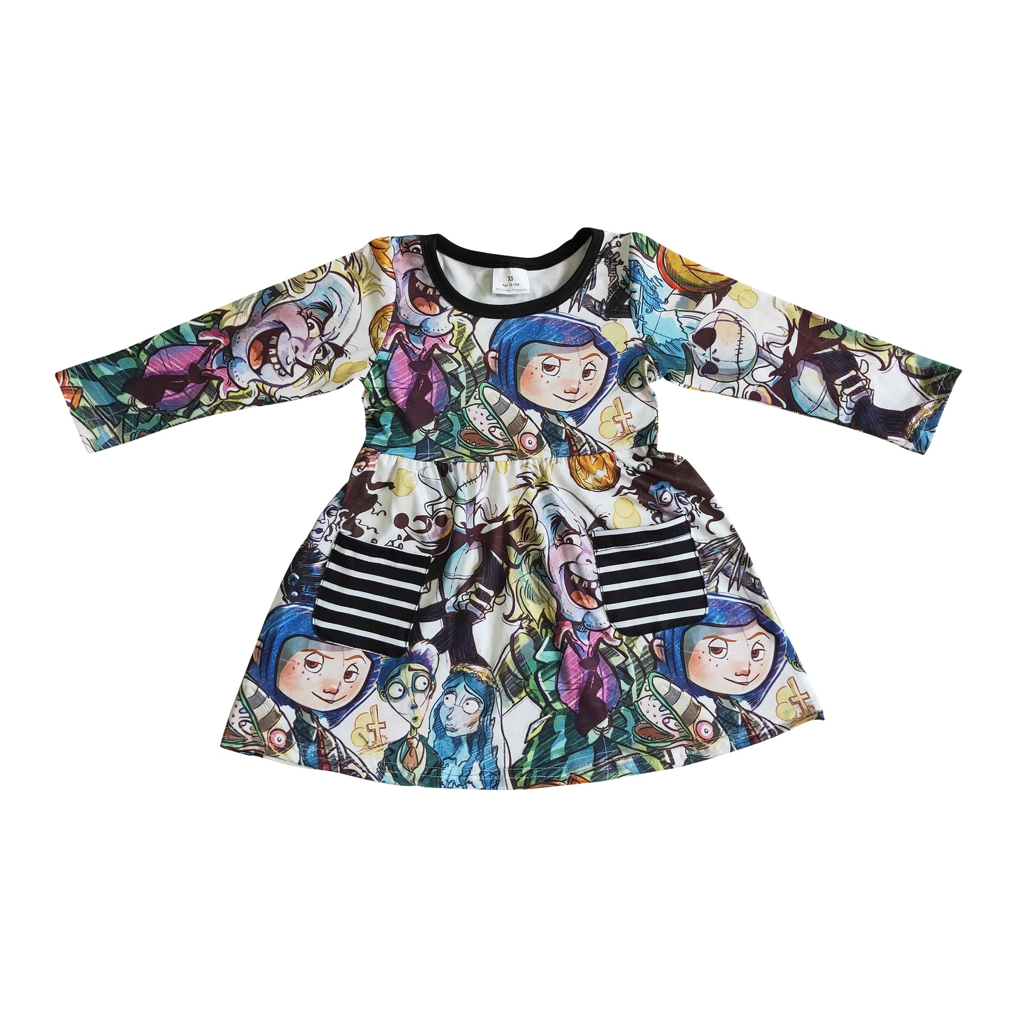 kids halloween long sleeve zombie dress girl's clothes