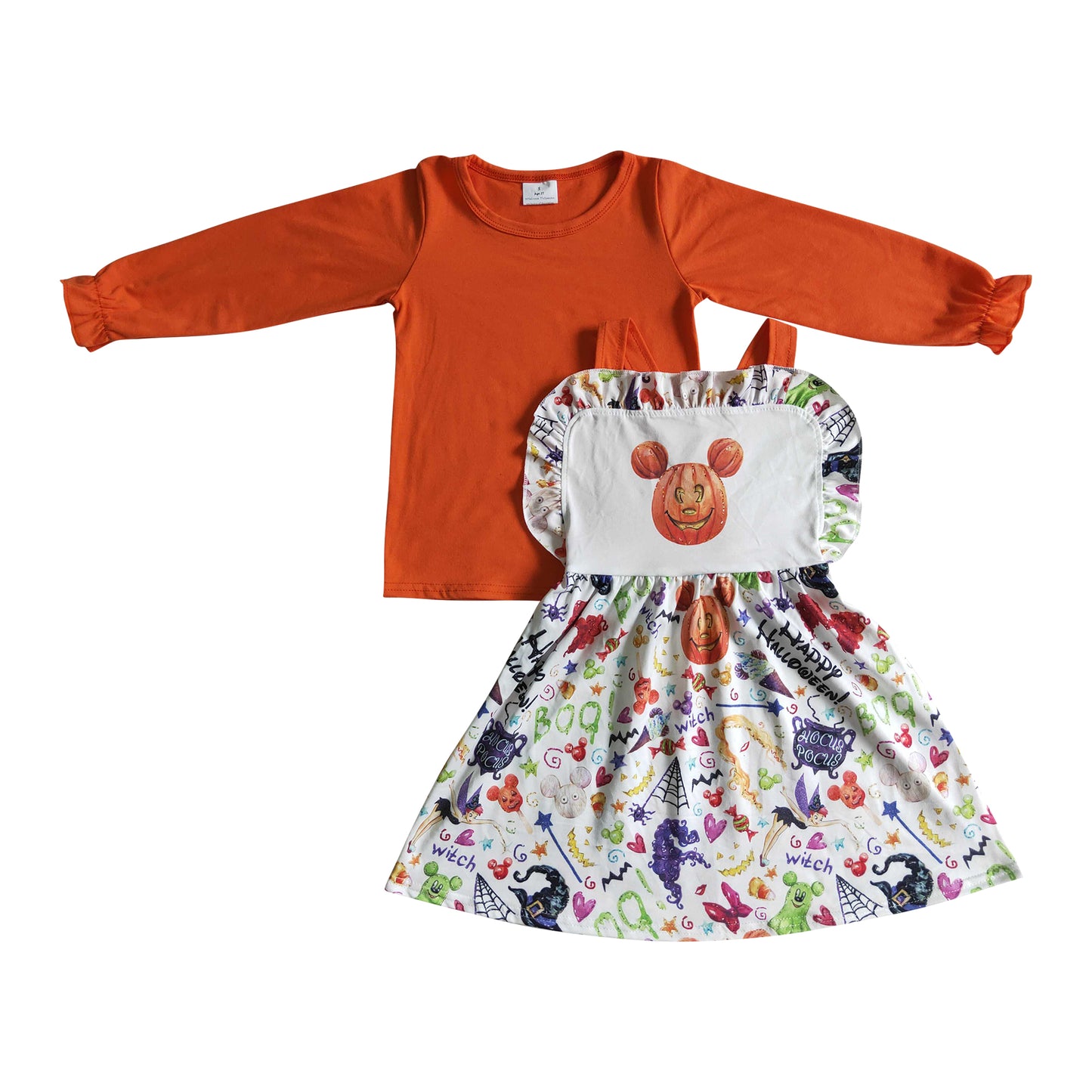 girl clothing halloween orange cotton shirt character candy cross skirt outfit