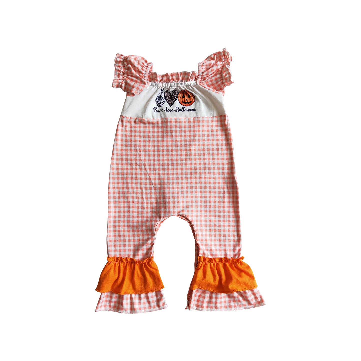 orange plaid baby romper kids boutique clothing