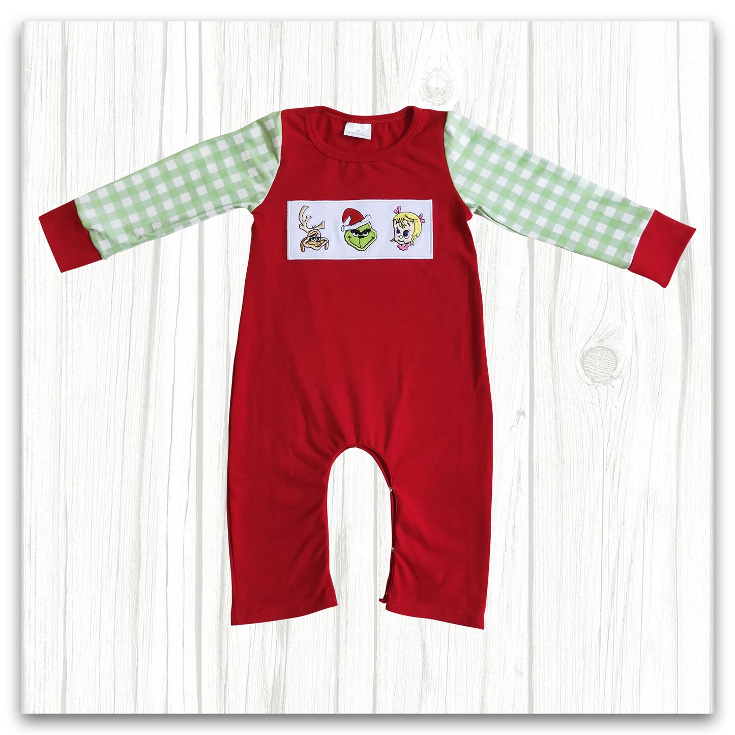 christmas cute embroidery red romper for baby boy