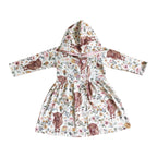 highland cows hoodie dress pink floral