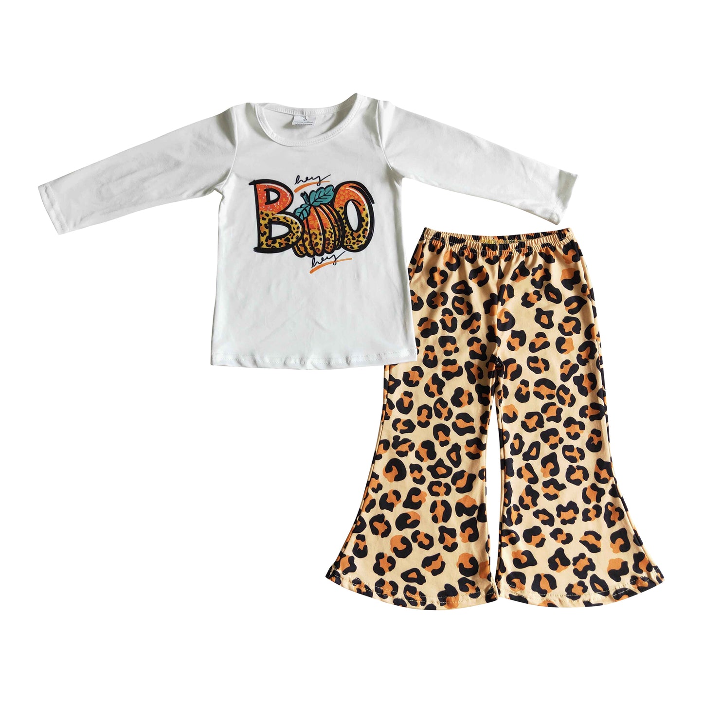 girl halloween outfit boo leopard pants set