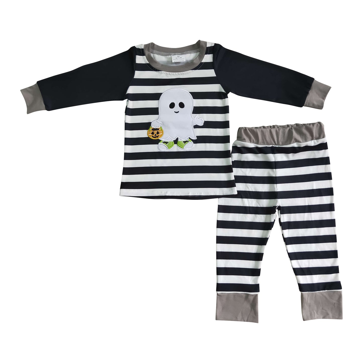 kids halloween black stripe embroidery pajamas boy's clothing