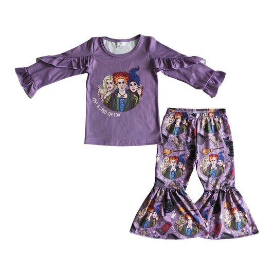 girl halloween outfit purple hocus pocus pants set