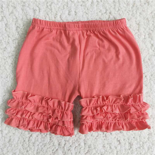 Coral Cotton Ruffle Shorts