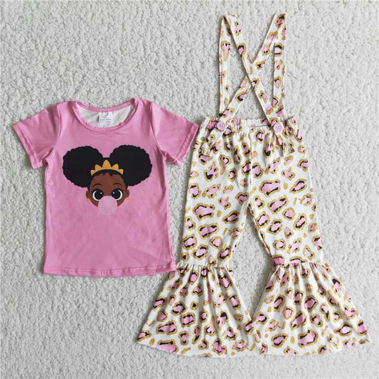 bubblegum princess leopard overall set