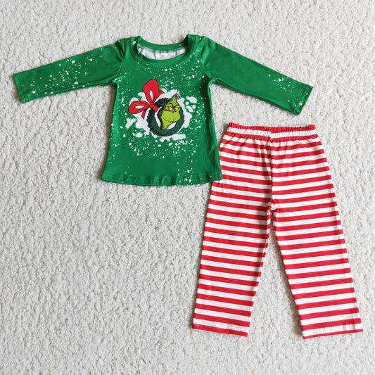 boy Christmas grinchey pants set