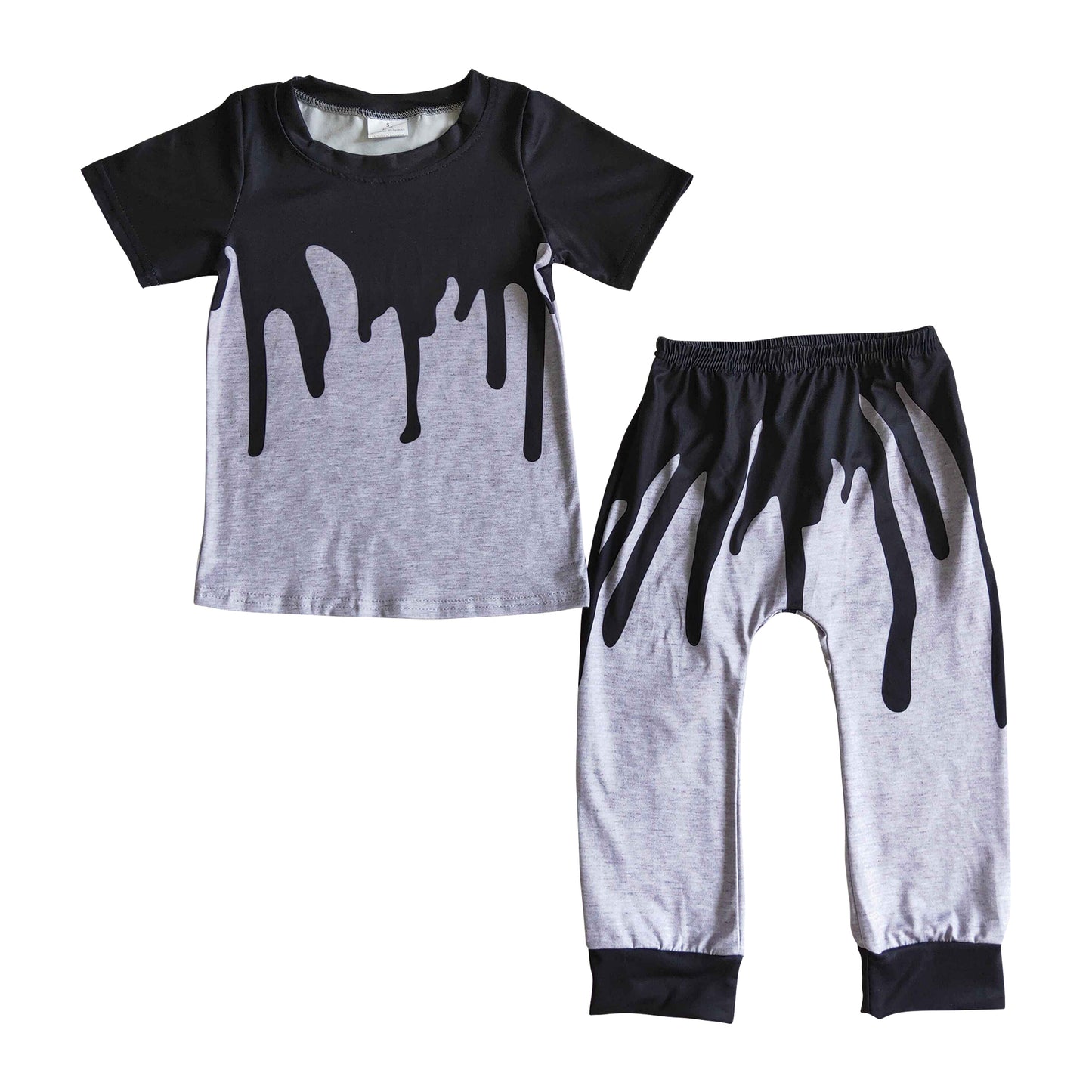 Boy halloween black drip pants set