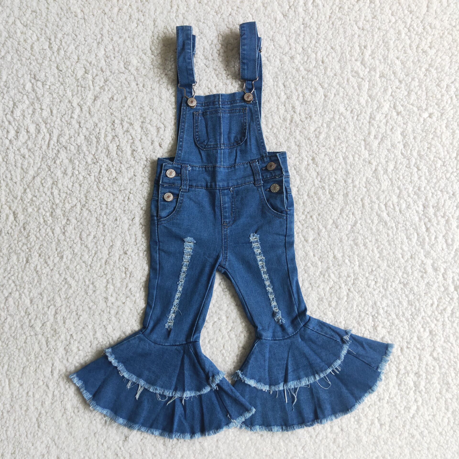 Dark Blue Flare Jeans Overalls