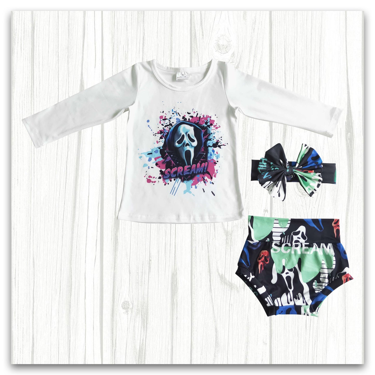 newborn scream bummie set for halloween