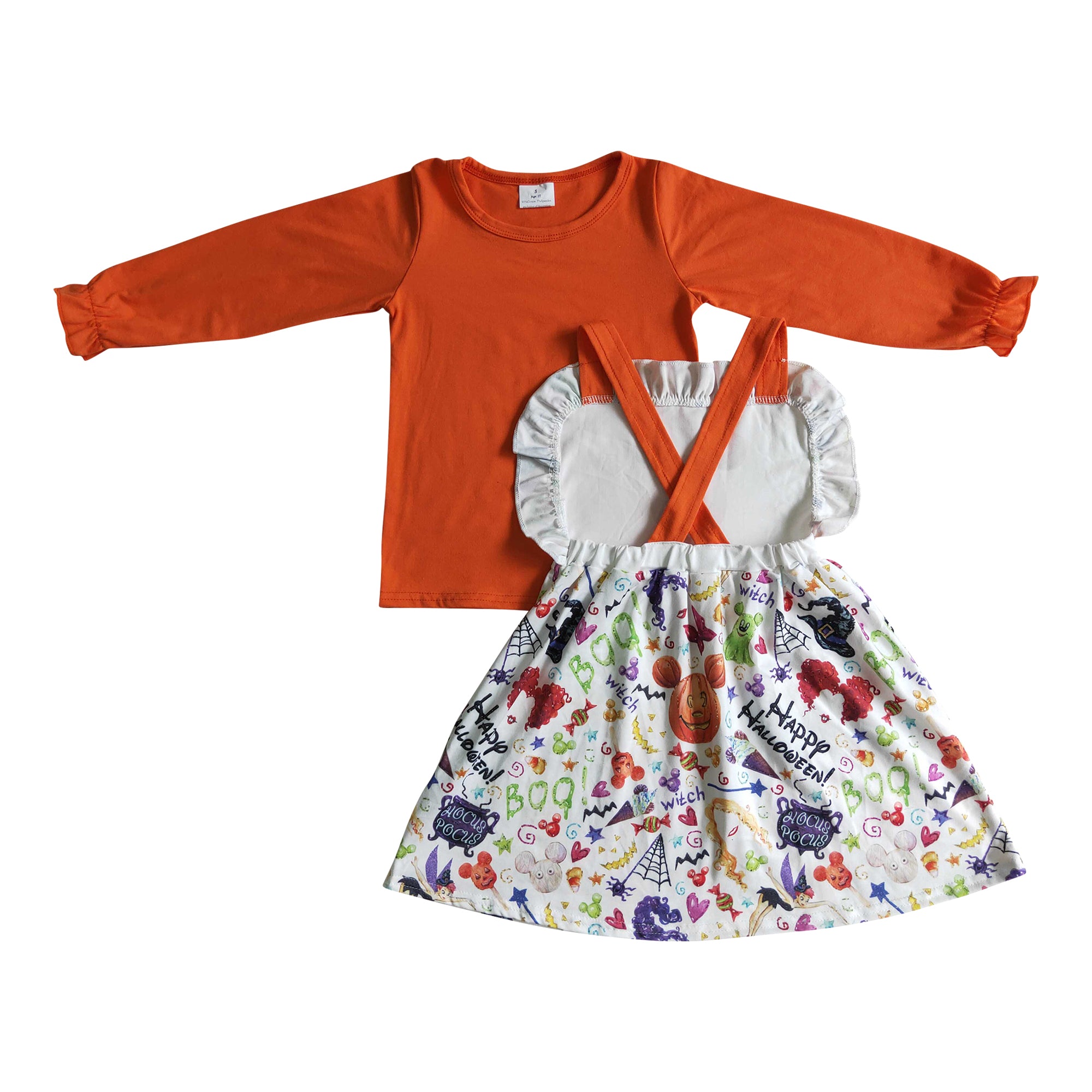 girl clothing halloween orange cotton shirt character candy cross skirt outfit