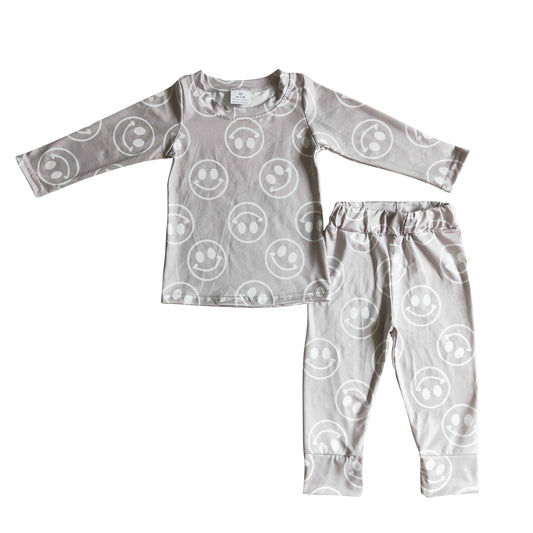 kids clothing grey smiley sleep pajamas