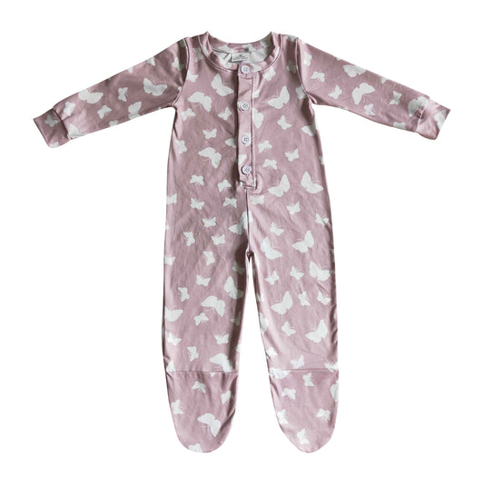 kids butterfly baby romper with button