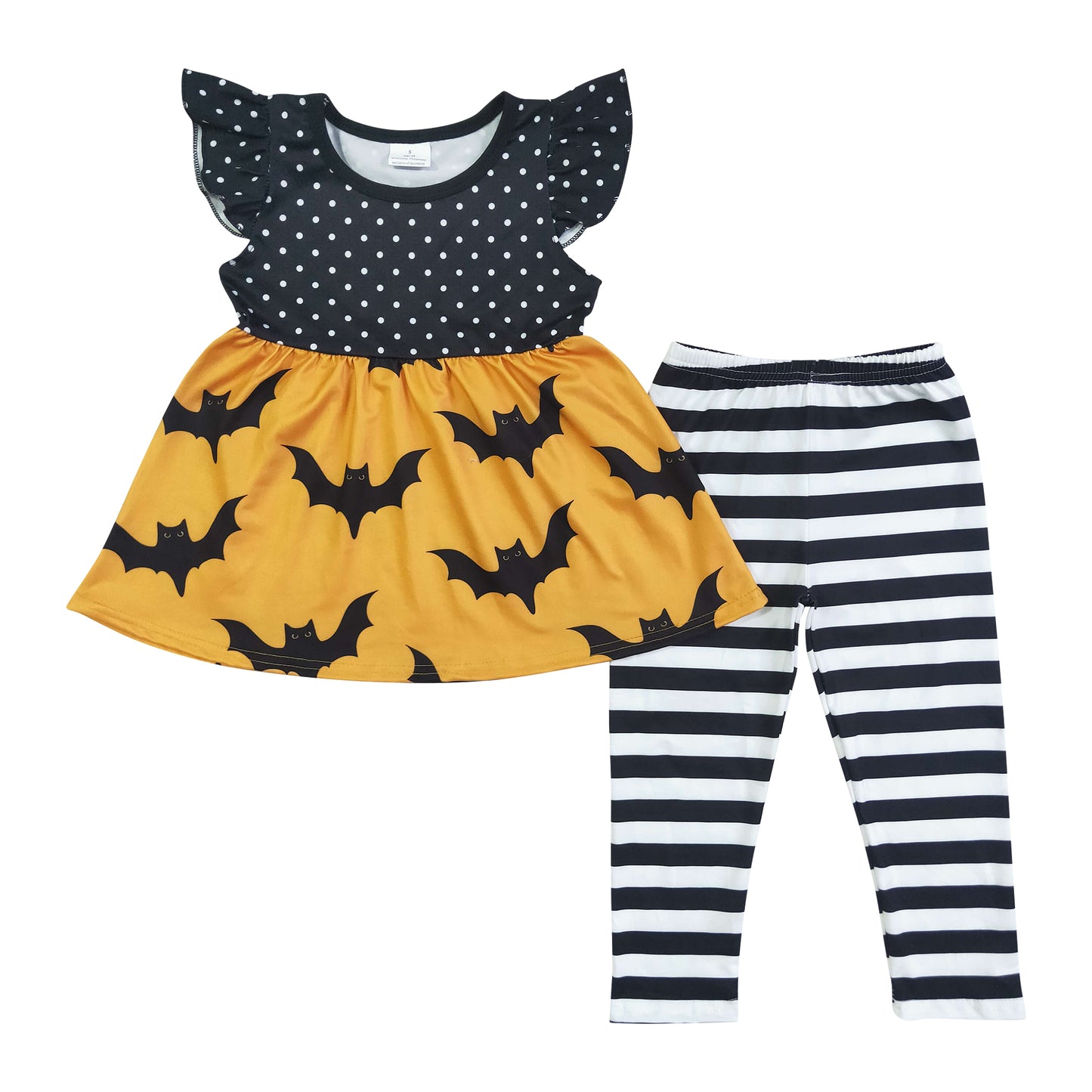 halloween bat outfit black striped leggings set