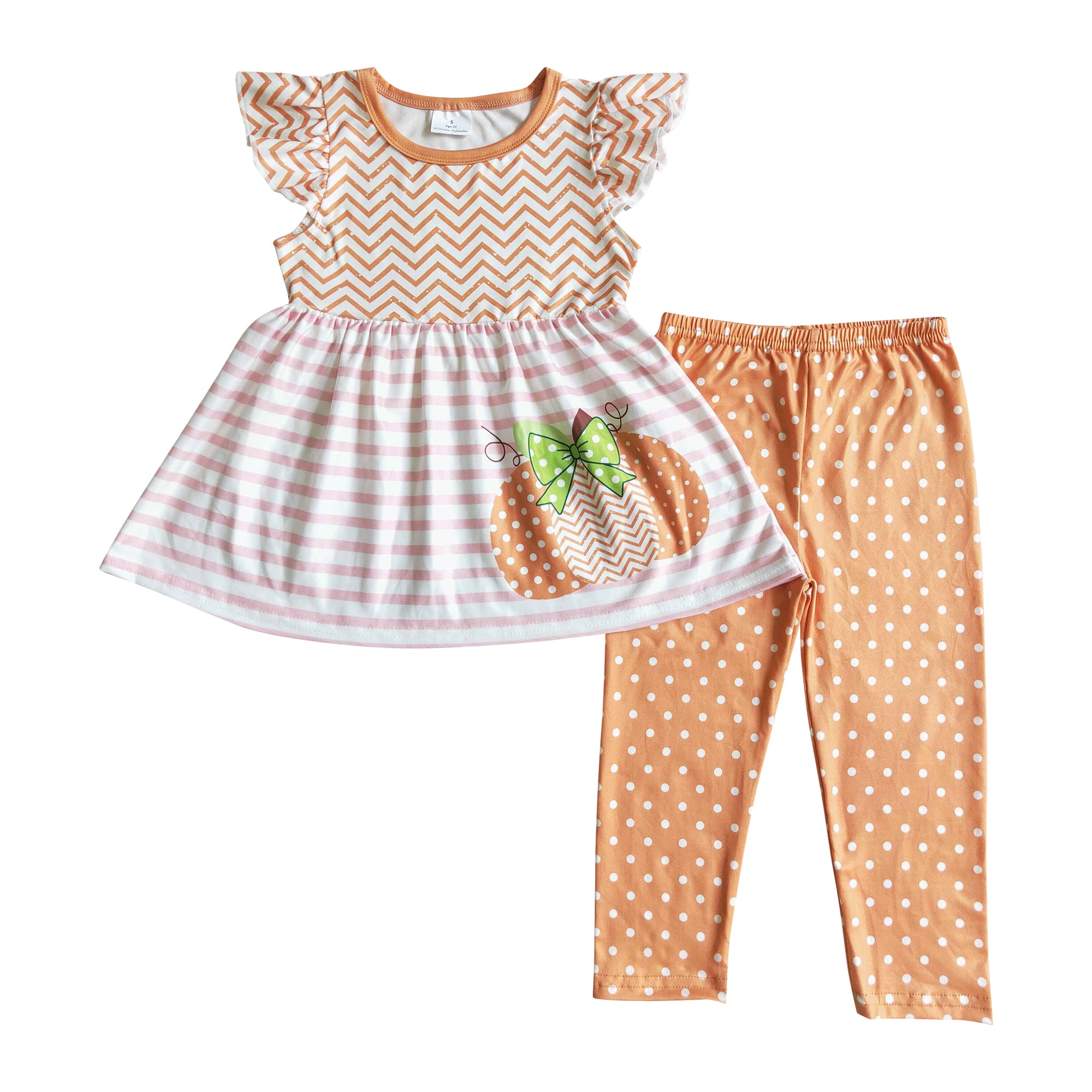 pumpkin printed orange dots leggings outfit autumn