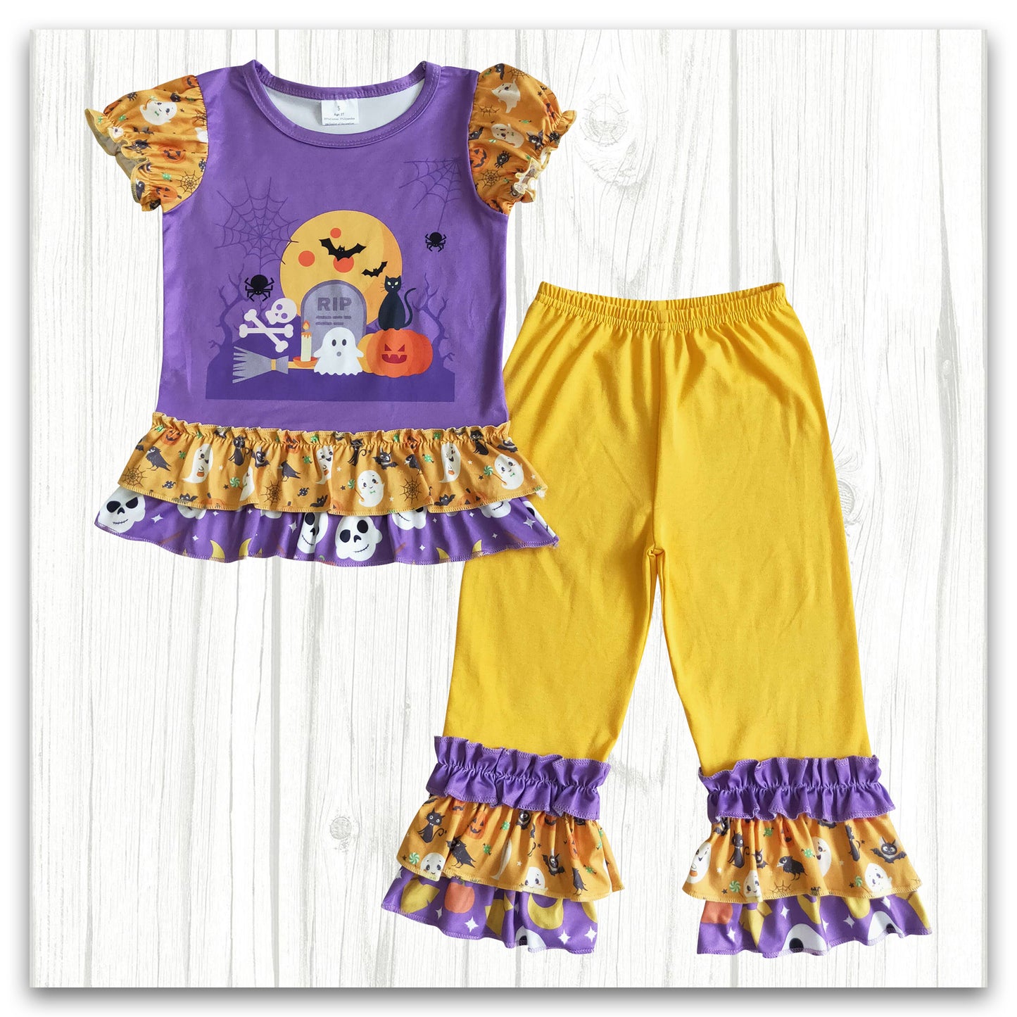 halloween outfit for little girl bone and boo print