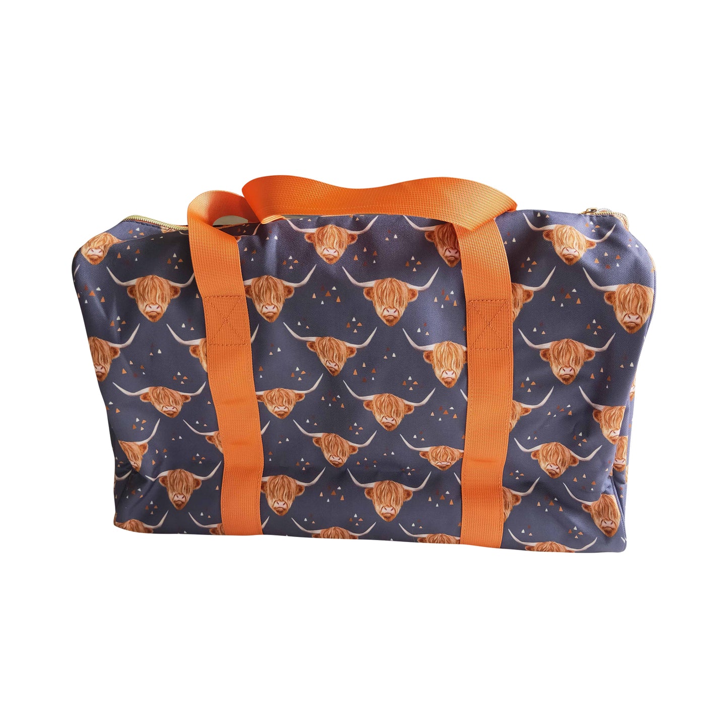 blue highland cow duffel & gym bags for children