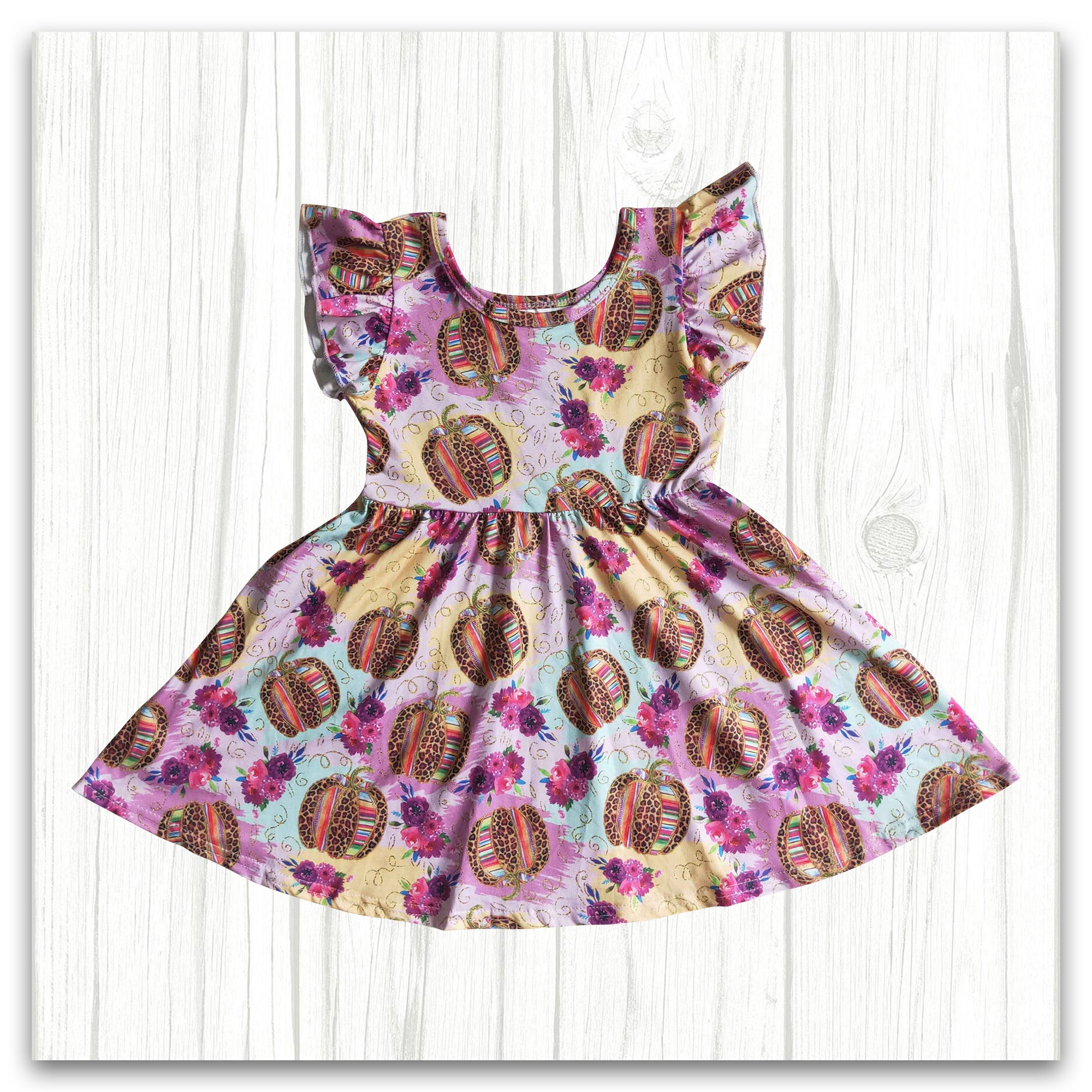 girl’s clothing flutter sleeve serapes pumpkin dress