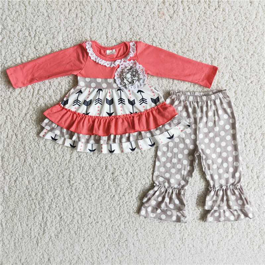 Arrow Grey Dots Ruffle Pants Set