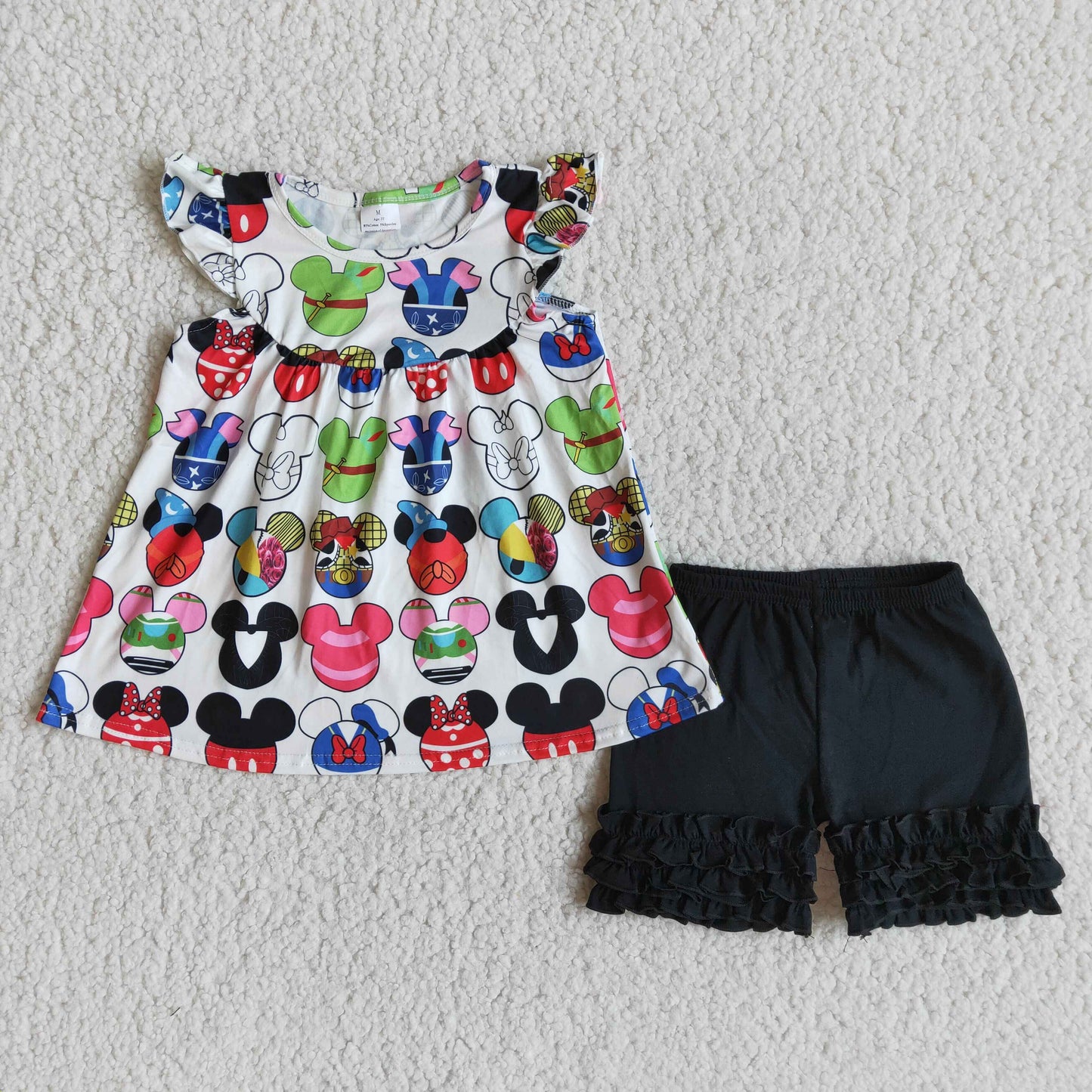 black shorts set girl’s outfit summer
