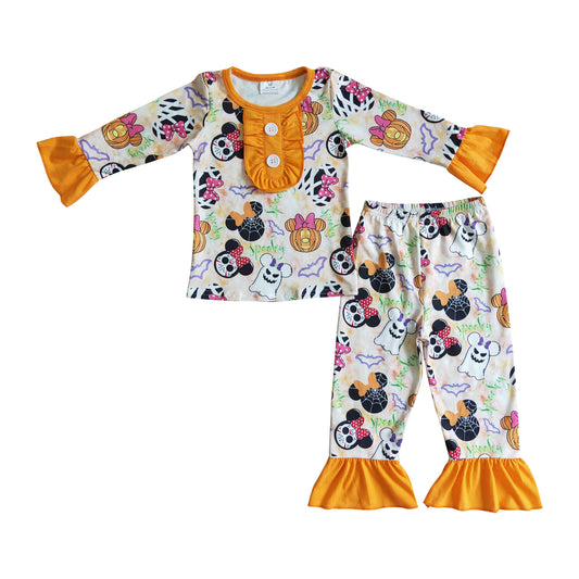 halloween orange pajamas outfit spooky girl's clothes