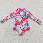 Pink Flower Dream Rash Guard Swim Suit