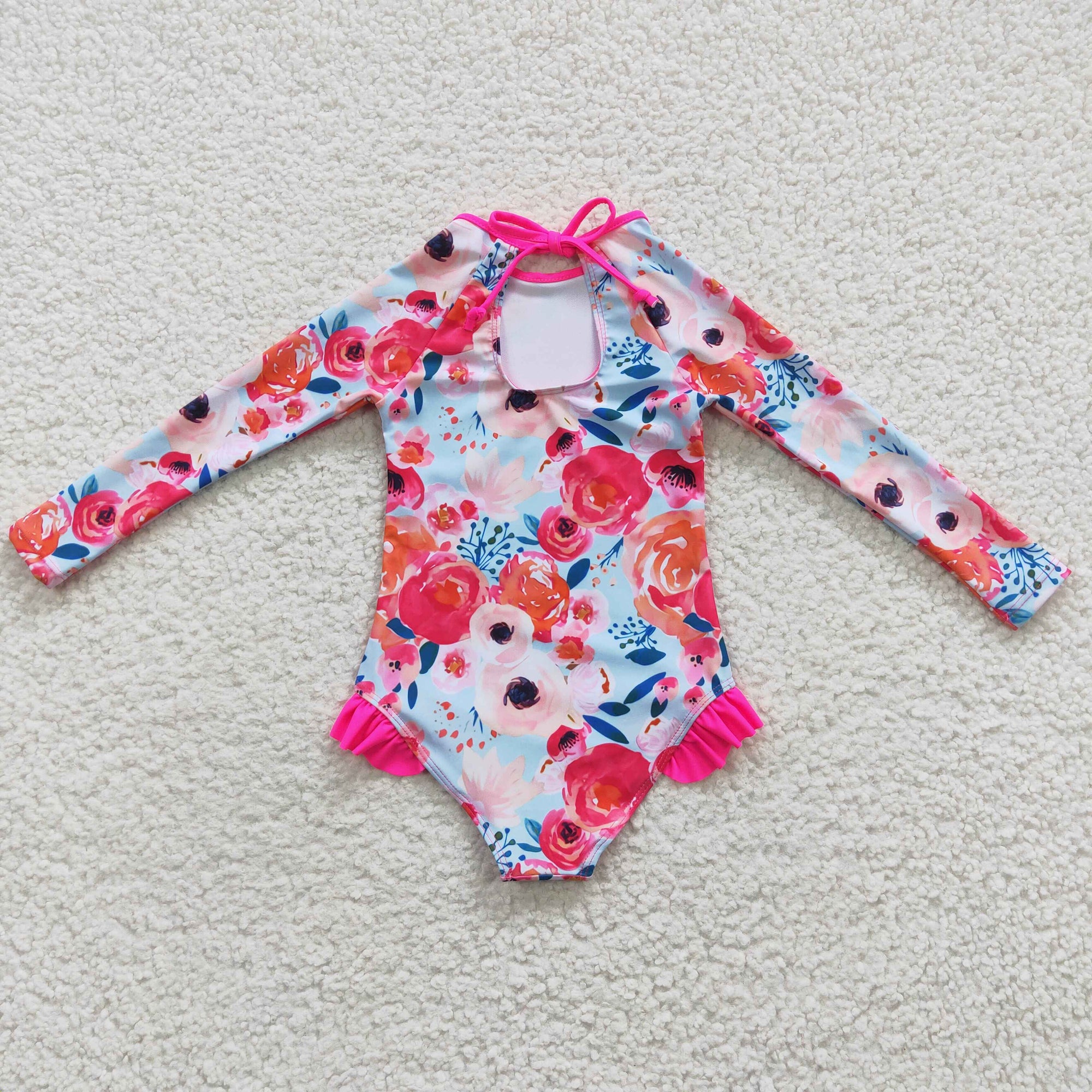 Pink Flower Dream Rash Guard Swim Suit