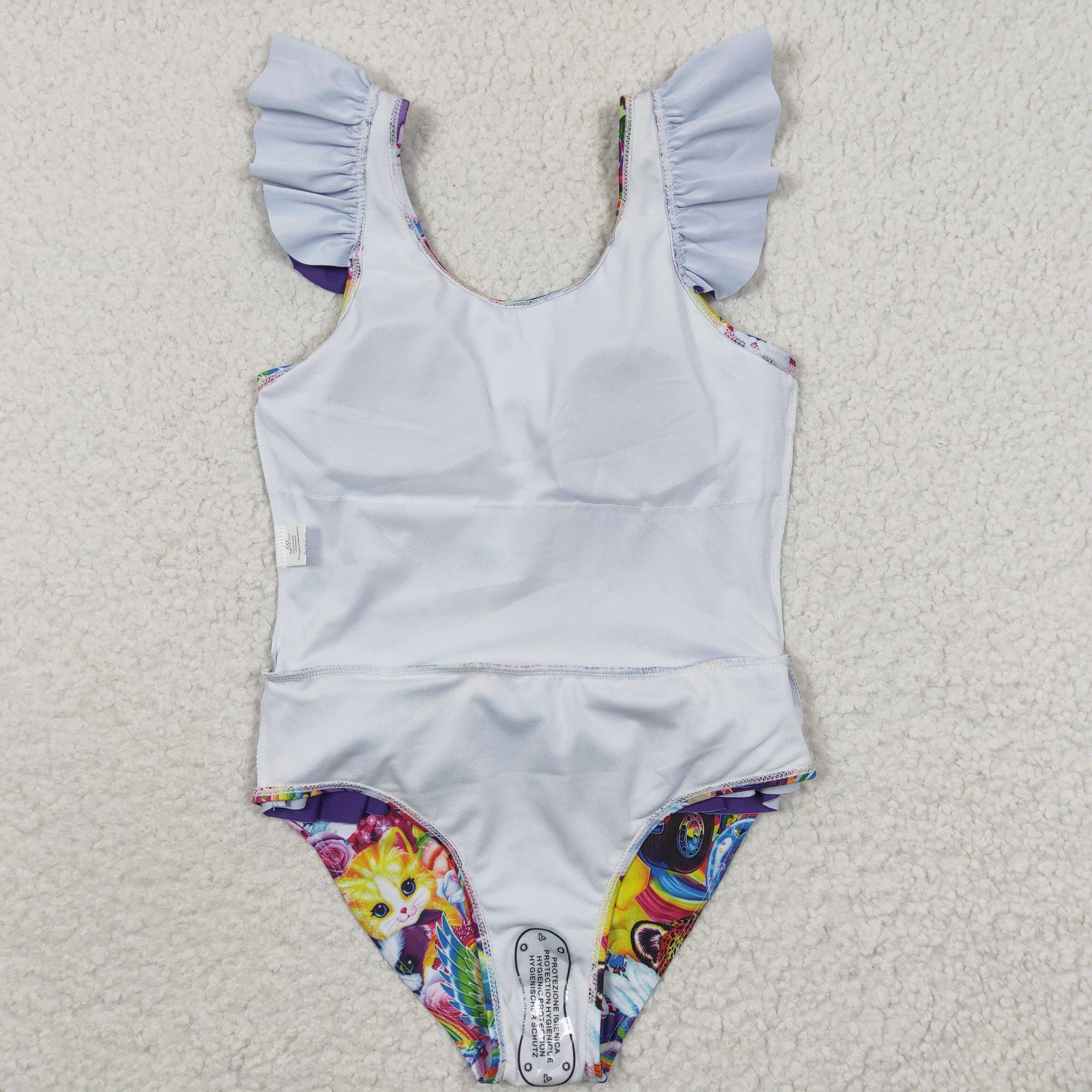 purple lisa frank girls swimsuit