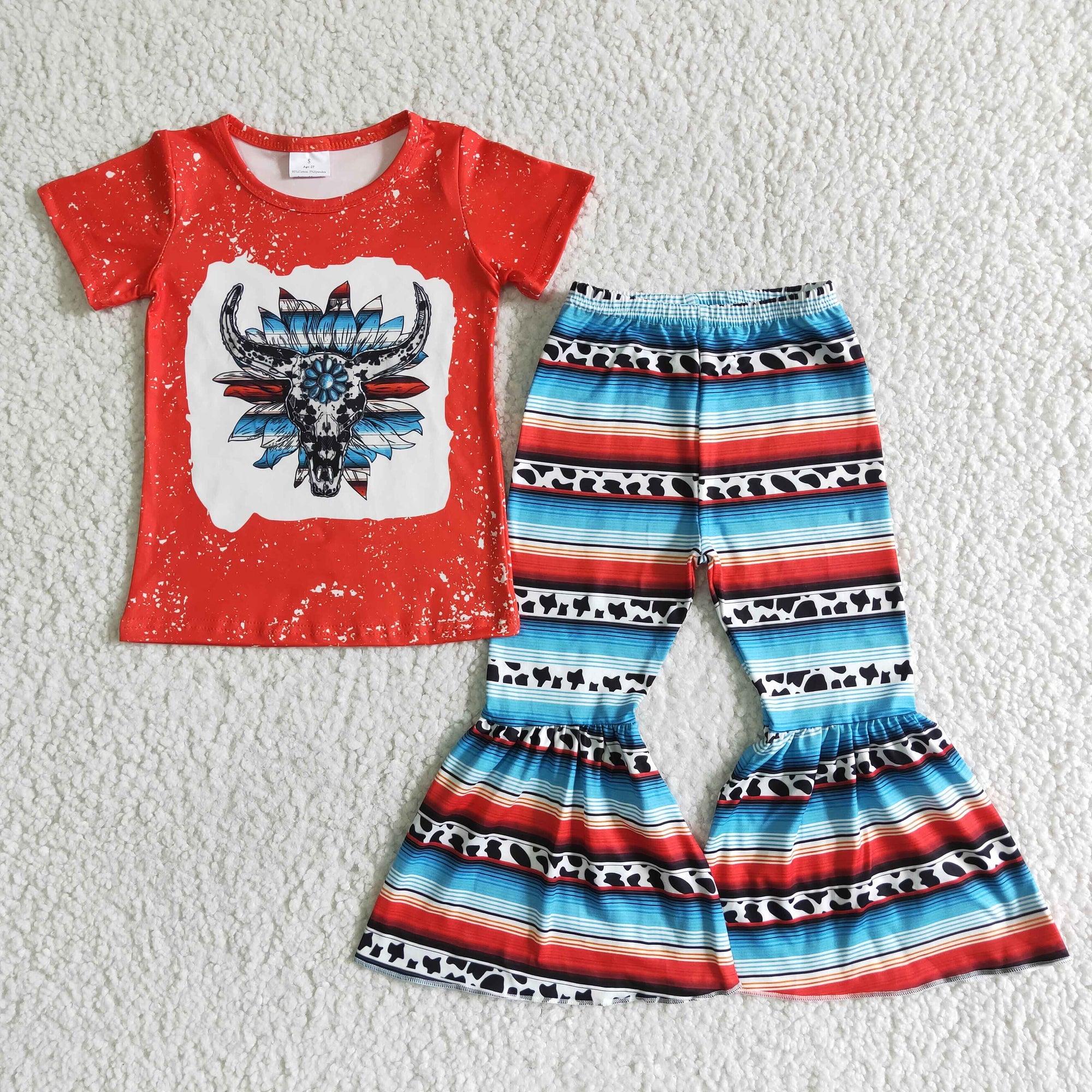 serape skull stripes bell bottom outfit