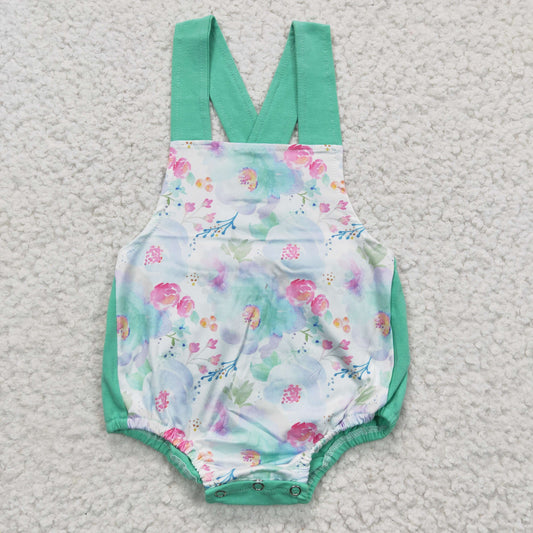 baby girl floral cross romper