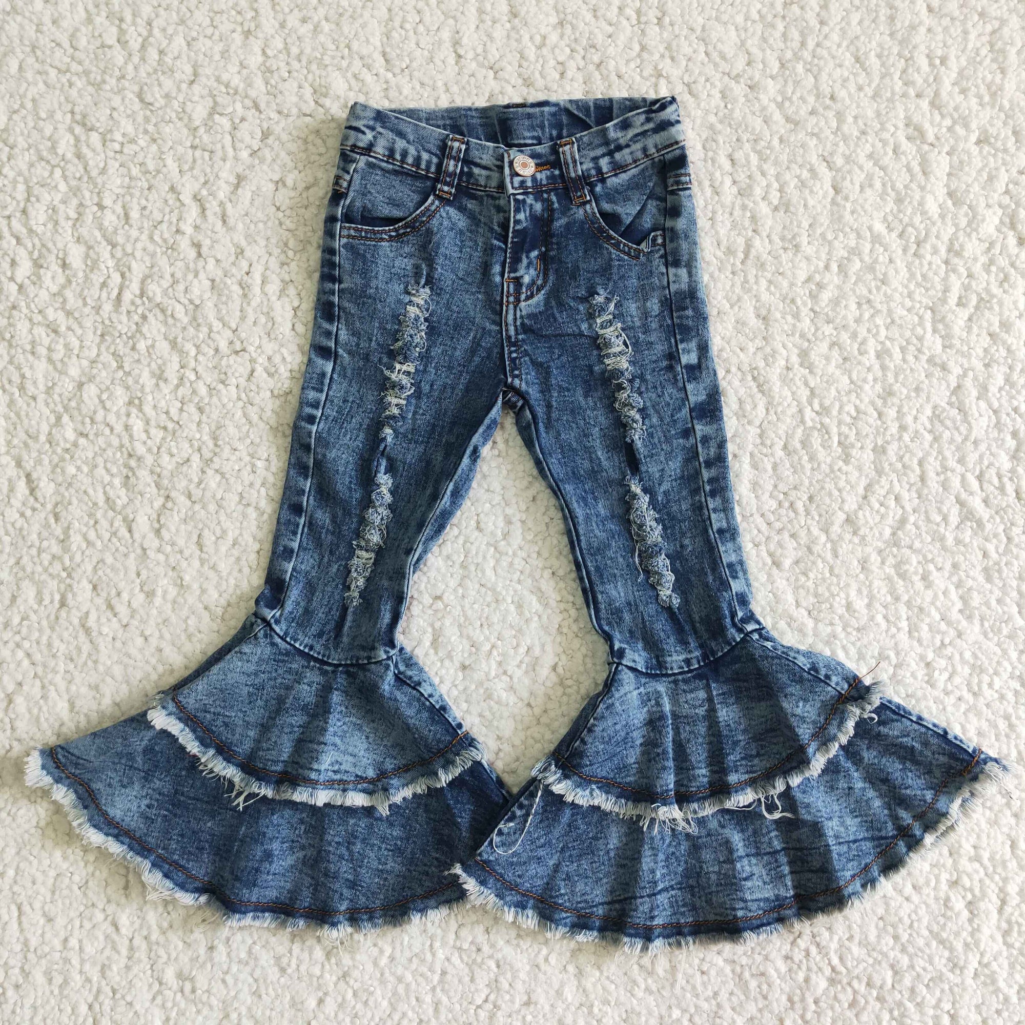 kids clothing distressed denim double wide belles
