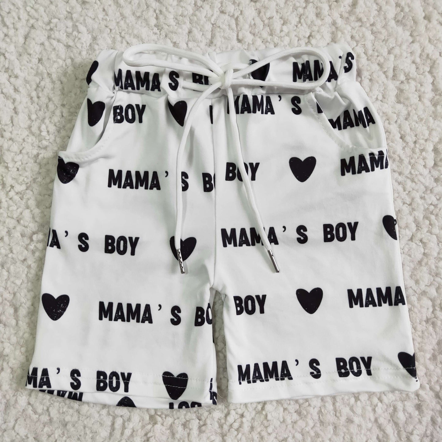 boy's clothing mama's boy white shorts