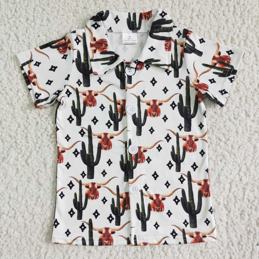 western cactus cow button shirt boys clothing