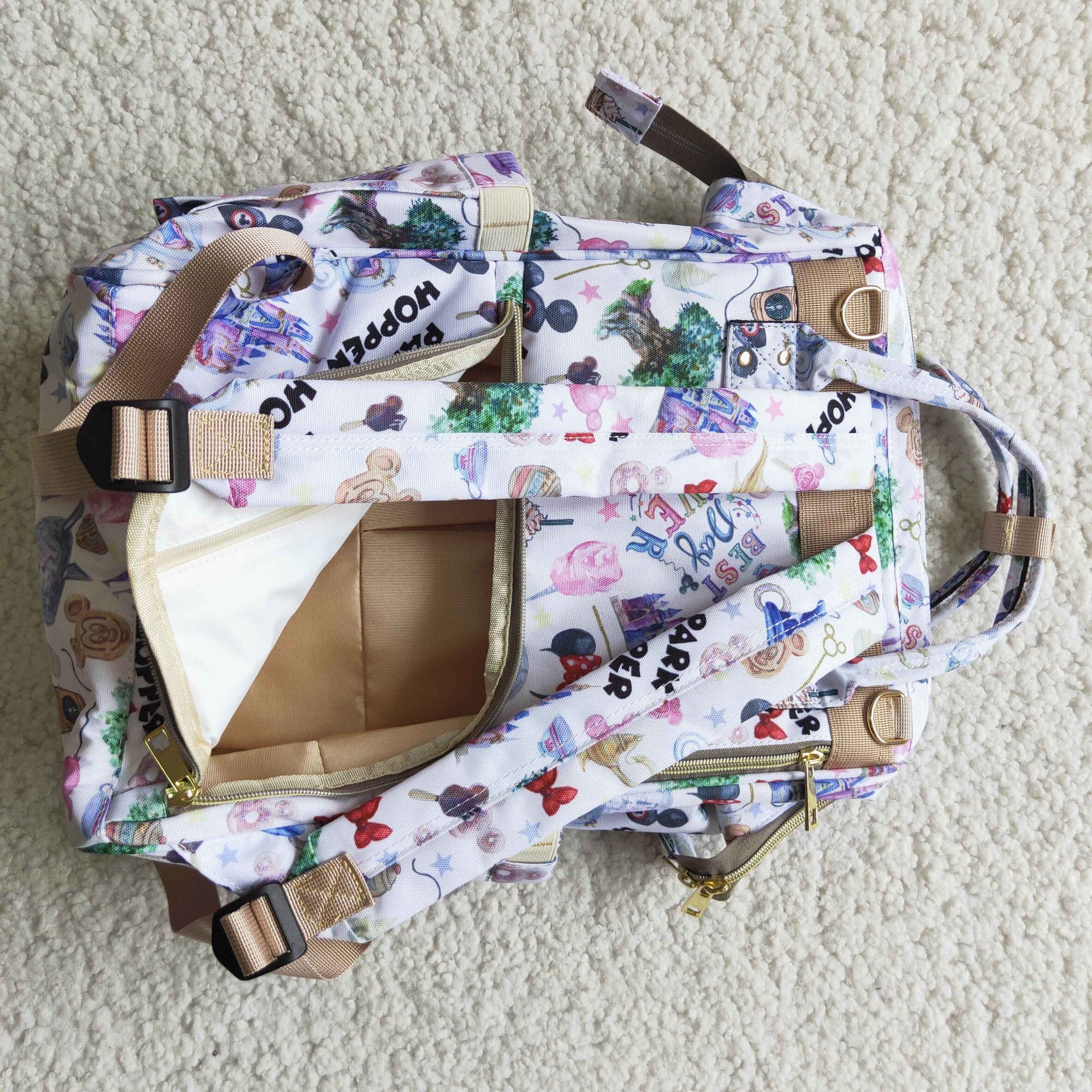 polyster+nylon diaper bag backpack