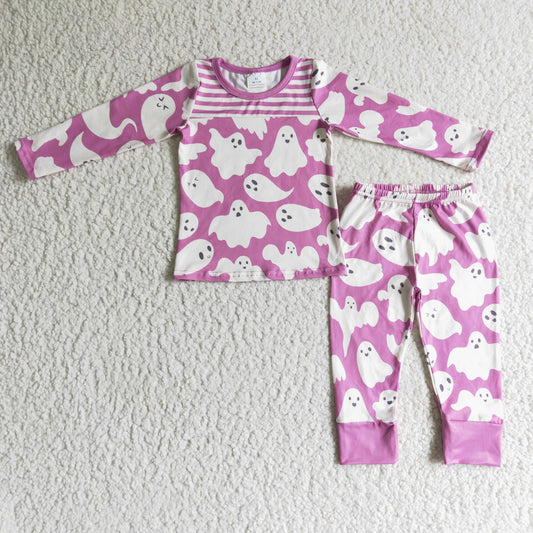 girl halloween purple boo print pajamas