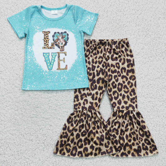 girl valentine blue shirt leopard outfit cow love