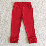 Cotton Red Ruffle Pants