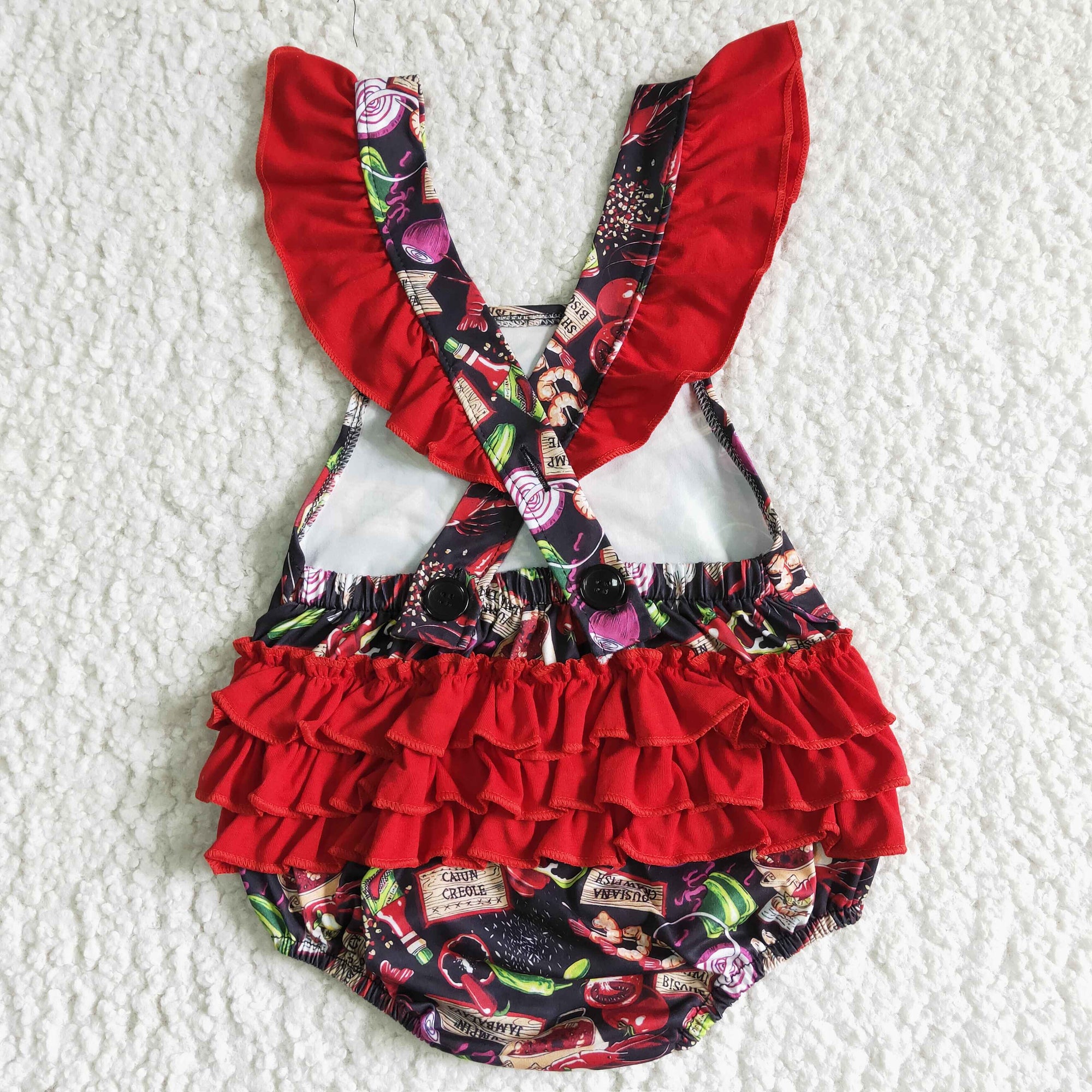 vagetable print ruffle bubble