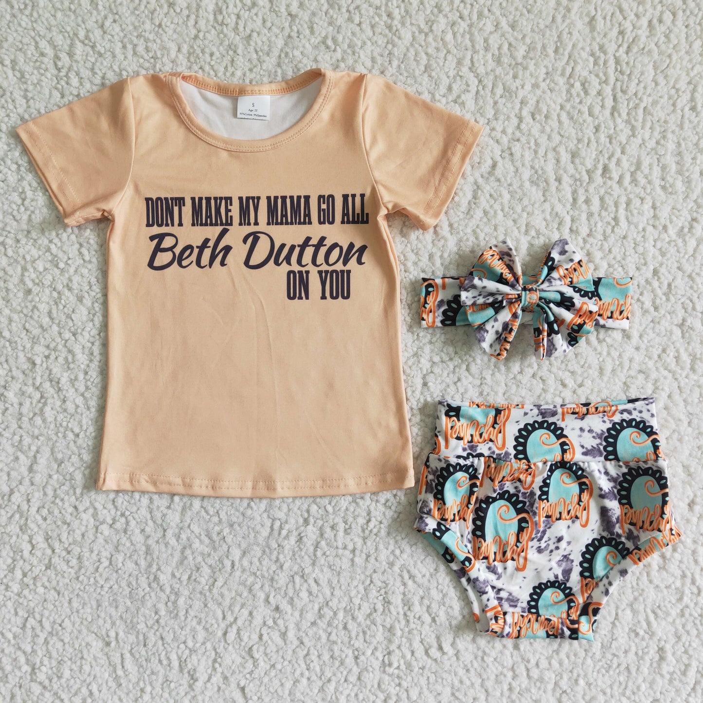infant girl’s western bloomer bummie set outfit for summer