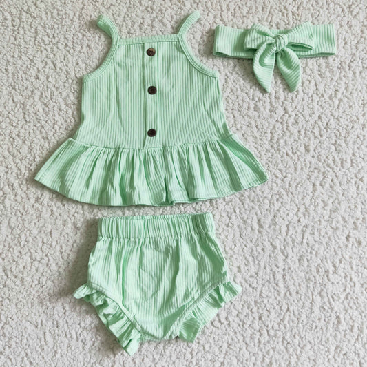 summer girl mint green cotton bummie set with bow