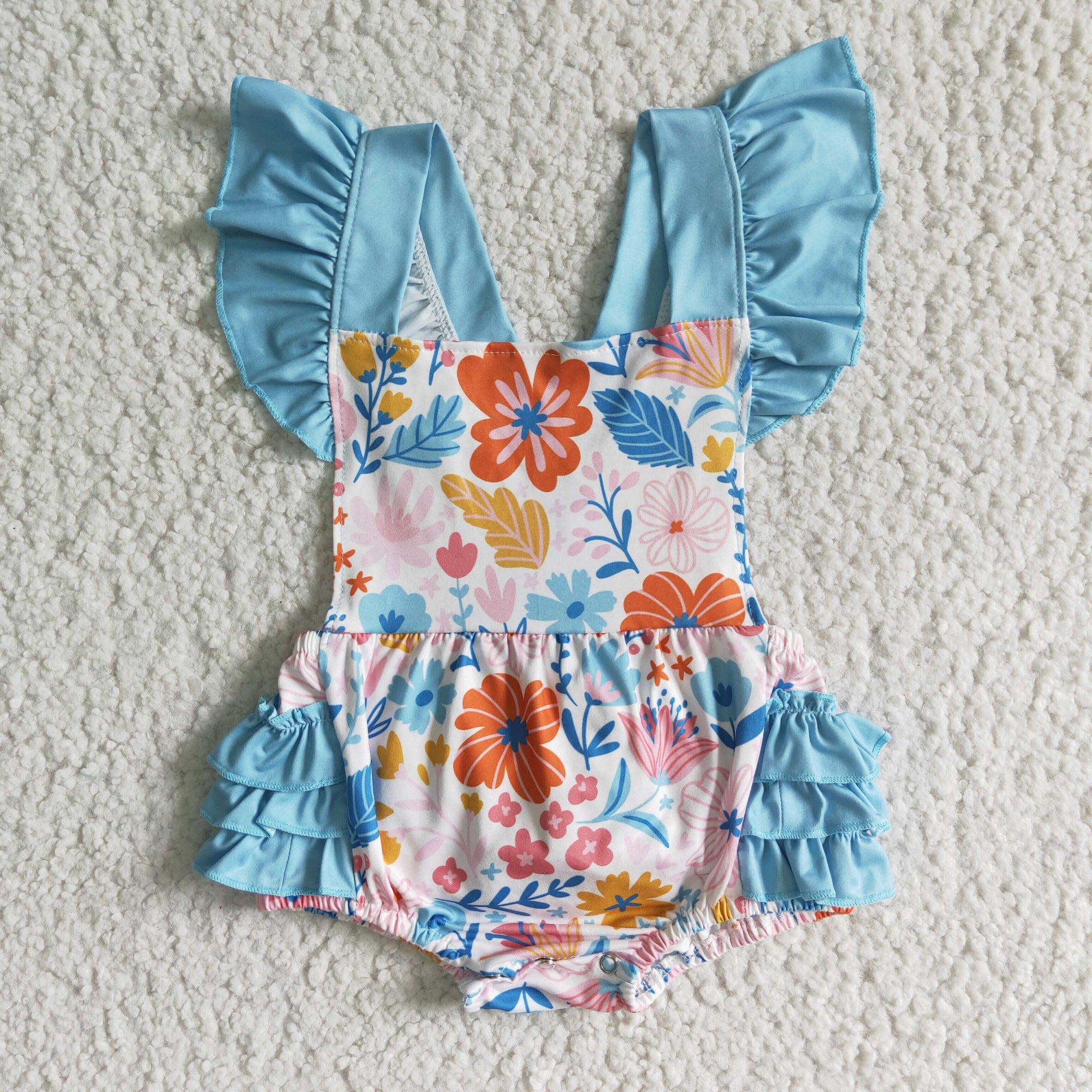 baby flutter floral ruffle romper