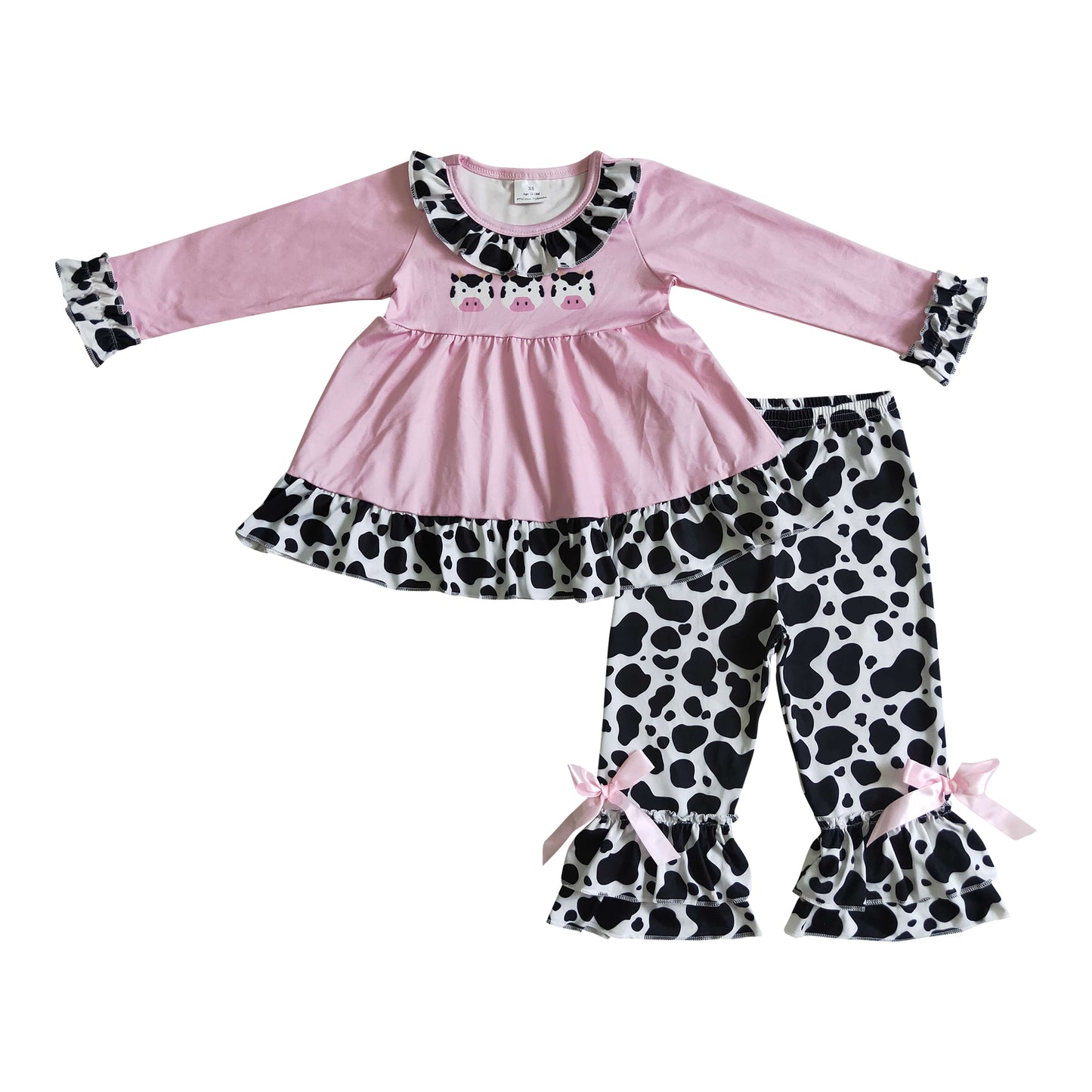 girl pink milk cow ruffle outfit boutiques