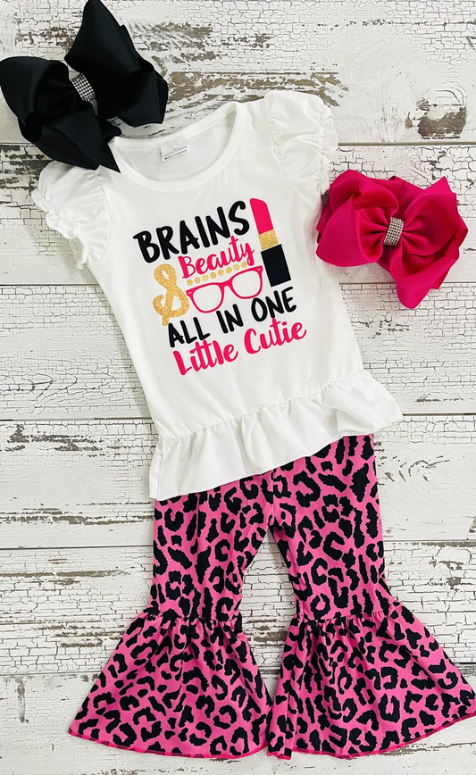 make up beauty little cutie outfits pink leopard pants set