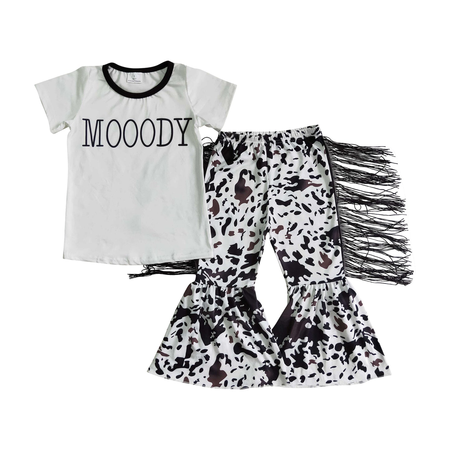 girl short sleeve moody outfit fringe pants set