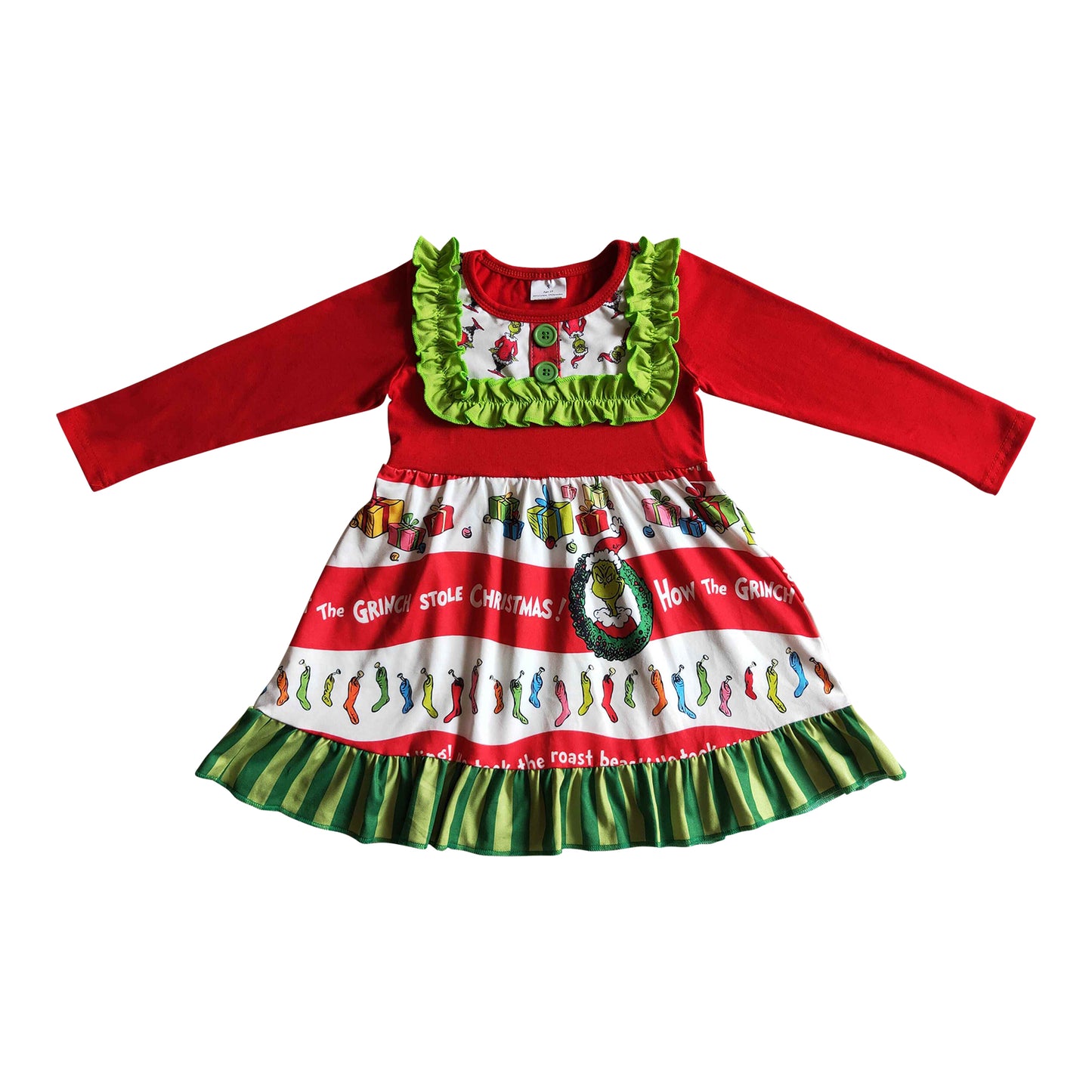kids clothing christmas ruffle dress for baby girl